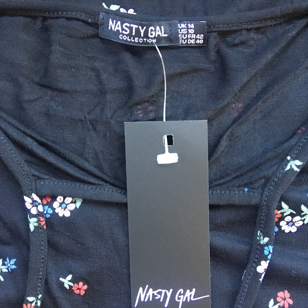 NastyGal black/floral maxi dress